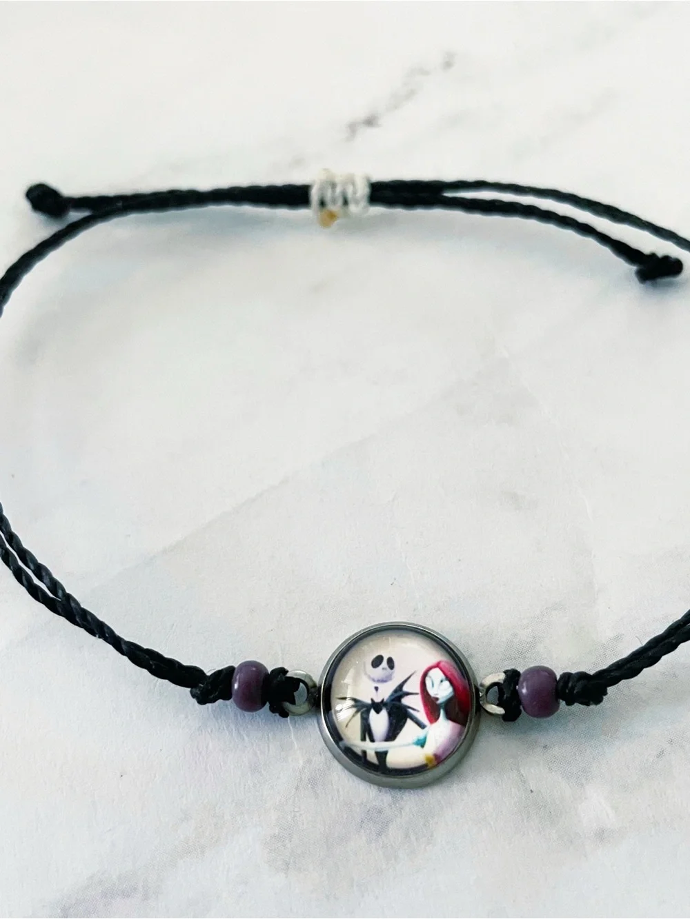 Nightmare Before Christmas Jack & Sally Adjustable Waterproof Charm Bracelet